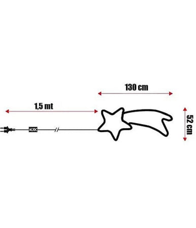 Stella Cometa Luminosa 130 X 52 Cm Luce Incandescenza Multicolor Per Uso Esterno
