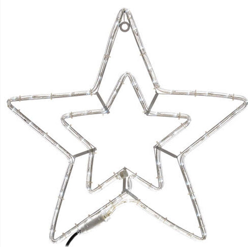 Stella natalizia decorativa doppia con lampeggi luce fredda h 55 cm Casa e cucina/Decorazioni per interni/Addobbi e decorazioni per ricorrenze/Decorazioni natalizie/Luci natalizie/Catene luminose per esterni MagiediNatale.it - Altamura, Commerciovirtuoso.it