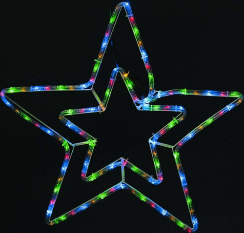 Stella natalizia decorativa doppia con luce fissa multicolor h 56 cm Casa e cucina/Decorazioni per interni/Addobbi e decorazioni per ricorrenze/Decorazioni natalizie/Luci natalizie/Catene luminose per esterni MagiediNatale.it - Altamura, Commerciovirtuoso.it