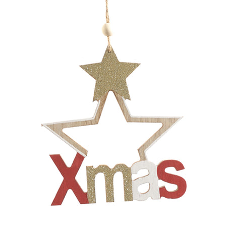Pendente per albero di Natale "Christmas" in legno da 17 cm