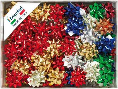 Stelle di nastro metal 6870 - 10 mm - diam. 5 cm - colori assortiti - Brizzolari - conf. 100 pezzi Casa e cucina/Decorazioni per interni/Addobbi e decorazioni per ricorrenze/Decorazioni natalizie/Fiocchi e nastri Eurocartuccia - Pavullo, Commerciovirtuoso.it