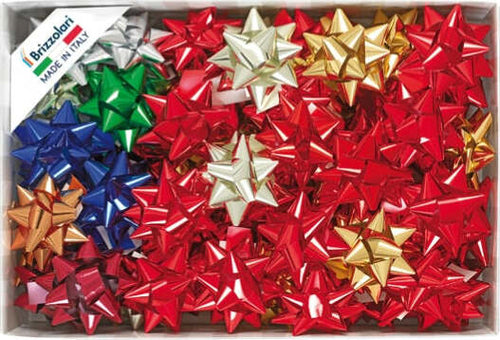 Stelle di nastro metal 6870 - 19 mm - diam. 9 cm - colori assortiti - Brizzolari - conf. 70 pezzi Casa e cucina/Decorazioni per interni/Addobbi e decorazioni per ricorrenze/Decorazioni natalizie/Fiocchi e nastri Eurocartuccia - Pavullo, Commerciovirtuoso.it