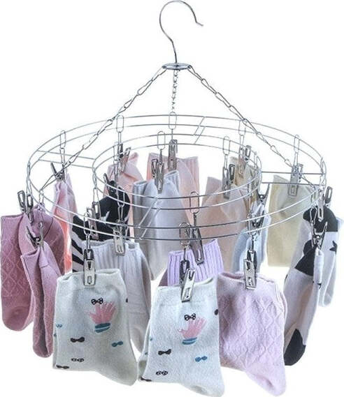 Stendibiancheria-15-Mollette-Tondo-Diametro-30cm-In-Acciaio-Stendino-Biancheria