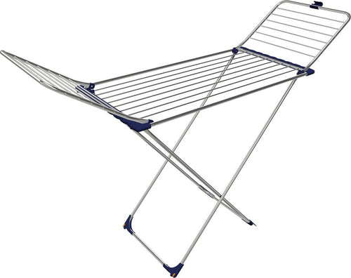 Stendibiancheria Gimi MAX da pavimento stendino in acciaio Inox con ali argento e blu 20 mt