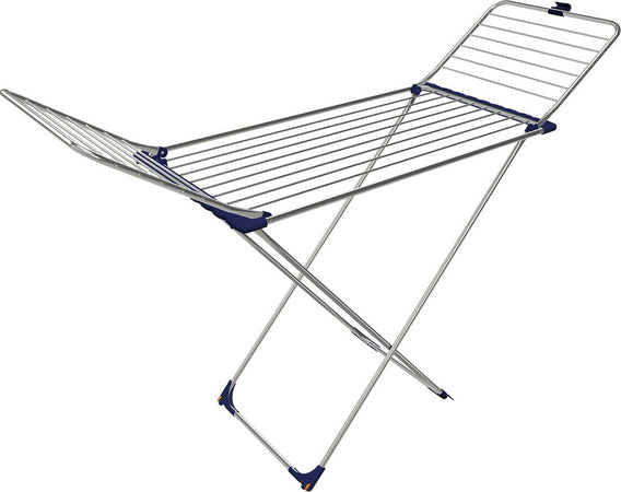 Stendibiancheria Gimi MAX da pavimento stendino in acciaio Inox con ali argento e blu 20 mt
