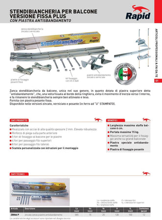 Stendibiancheria Giussani Rapid per balcone  in acciaio alta qualità Casa e cucina/Organizzazione interni/Organizzazione lavanderia/Stendini La Zappa - Altamura, Commerciovirtuoso.it