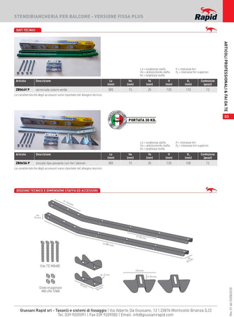 Stendibiancheria Giussani Rapid per balcone  in acciaio alta qualità Casa e cucina/Organizzazione interni/Organizzazione lavanderia/Stendini La Zappa - Altamura, Commerciovirtuoso.it