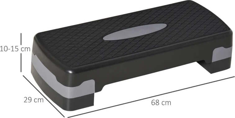 Step-Fitness-per-Allenamento-a-Casa-e-Palestra,-in-PP-con-Altezza-Regolabile-10cm-e-15cm,-68x29cm-Nero-e-Grigio-EF4A90-076BKEF4