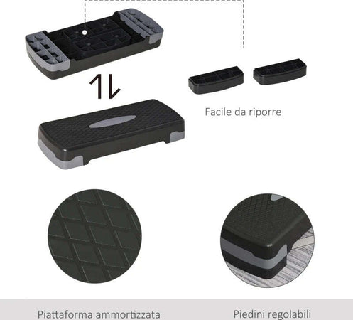 Step-Fitness-per-Allenamento-a-Casa-e-Palestra,-in-PP-con-Altezza-Regolabile-10cm-e-15cm,-68x29cm-Nero-e-Grigio-EF4A90-076BKEF4