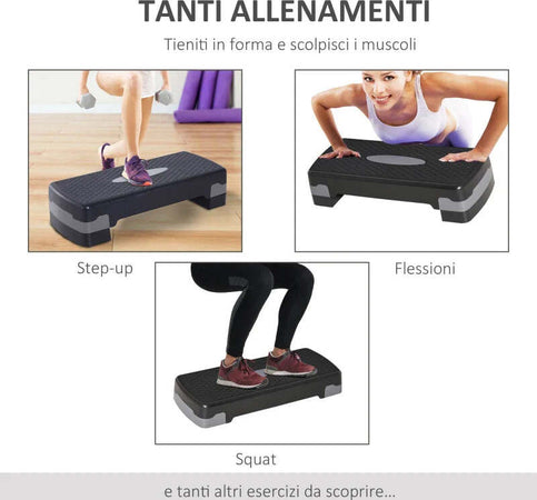Step-Fitness-per-Allenamento-a-Casa-e-Palestra,-in-PP-con-Altezza-Regolabile-10cm-e-15cm,-68x29cm-Nero-e-Grigio-EF4A90-076BKEF4