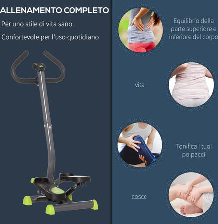 Stepper-con-Manubrio-e-Monitor-LCD,-Pedali-Antiscivolo-e-Struttura-in-Acciaio-e-ABS,-55x44x108Acm,-Grigio-e-Verde-TG9A90-263GYTG9