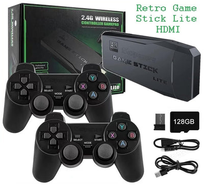 Console Giochi Retro Game Stick Lite TV HDMI con due controller Wireless e Micro SD 128 GB