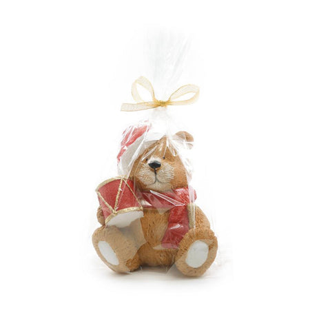 Candela orsacchiotto in cera per decorazioni natalizie h 13 cm