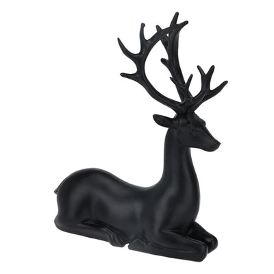 Renna decorativa in resina colore nero per decorazioni natalizie