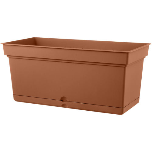 Vaso rettangolare ''Aqua Elements con sottovaso'' in plastica colorati da esterno e giardino per fiori e piante