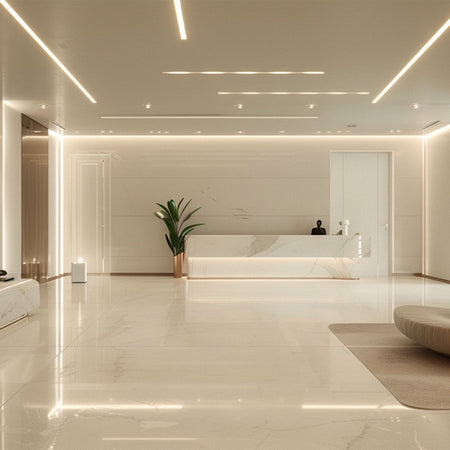 *STOCK* Angolo a "T" per Striscia In Gesso Ceramico ad incasso predisp. LED  90x150x205mm - Eternal Parquet