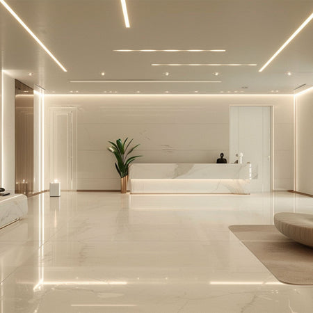 *STOCK* Angolo a "T" per Striscia In Gesso Ceramico ad incasso predisp. LED  90x150x205mm - Eternal Parquet