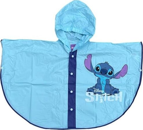 Stitch-Poncho-Impermeabile-Bambino-Mantellina-Stitch-Azzurra-Con-Cappuccio