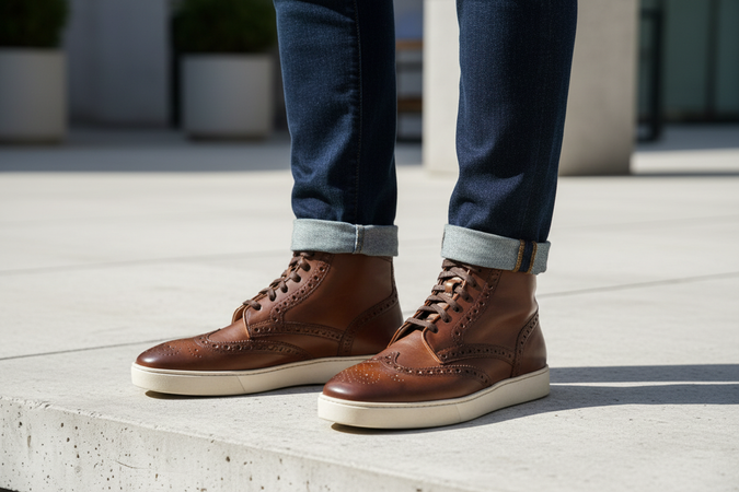 Scarpa Uomo Santoni - Stivaletto Stringato Brogue