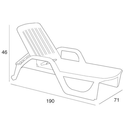 Lettino in resina Bianco impilabile "Zanzibar" da Mare e Piscina 190 cm
