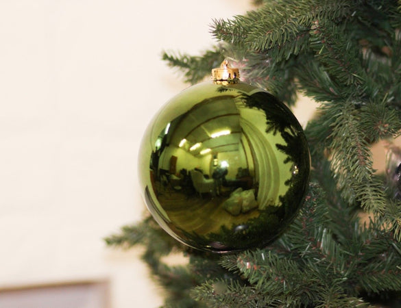 Palline per albero di Natale in vetro decorate color te verde lucido