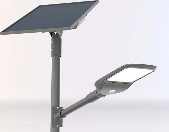 Stradale Led Iperion Silver 50W 9000Lm 4000K Ip65 Con Sensore E Pan.Solare 82X28X9,9Cm Palo 60Cm Illuminazione/Illuminazione per esterni/Lampioni Led Mall Home - Napoli, Commerciovirtuoso.it