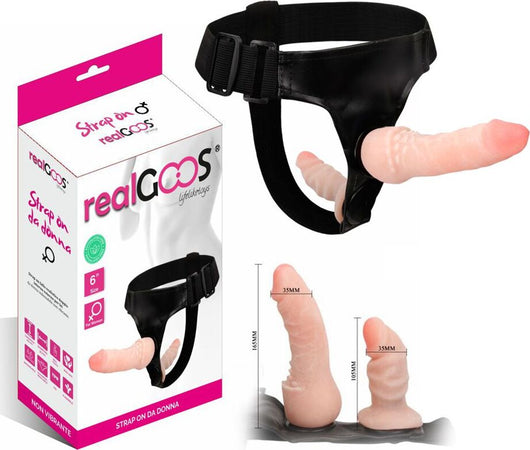 Strap On Fallo Realistico Doppio Interno Esterno per Lei Da Donna  Indossabile Non Vibrante Realgoos®
