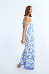 Tuta Molly Bracken  fantasia azzurra ebianca con spalline