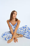 Tuta Molly Bracken  fantasia azzurra ebianca con spalline