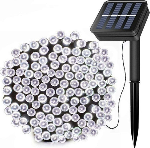 Stringa di Luci a LED 20 metri 200 LED per esterni IP65 ad Energia Solare Impermeabili 8 Modalità Decorative da Giardino Bianco Freddo