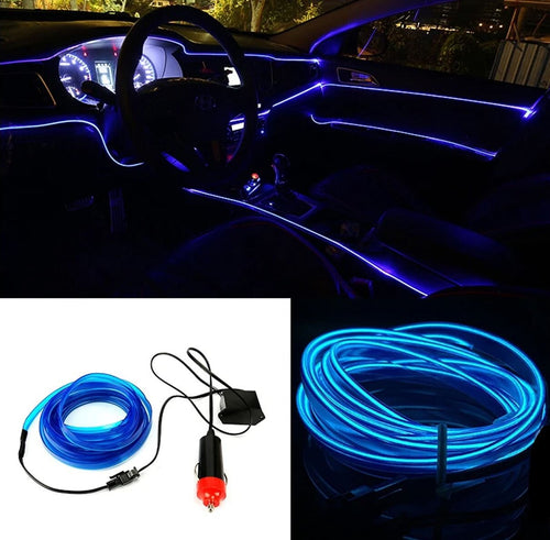 Strip Led 5 Metri Per Interni Auto Decorativa con Presa Accendisigari Colore BLU