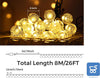 Strip LED Luci Solari e USB da Giardino 8 m 50 LED Impermeabili 8 modalità per Feste Natale Compleanni Luce Bianco Caldo