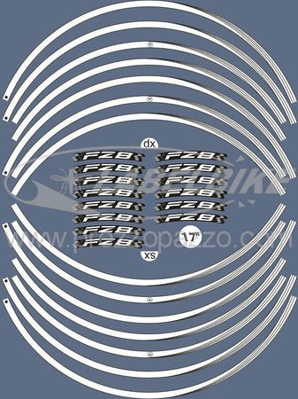 STRISCE-ADESIVE-compatibili-per-MOTO-YAMAHA-FZ8-FAZER-adesivi-Bianchi-CERCHI-17'