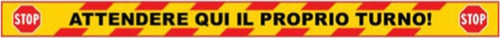 Striscia adesiva da terra - ''Attendere qui il proprio turno'' - 100x7 cm Fai da te/Sicurezza e protezione/Attrezzature per sicurezza sul lavoro/Segnaletica antinfortunistica Eurocartuccia - Pavullo, Commerciovirtuoso.it