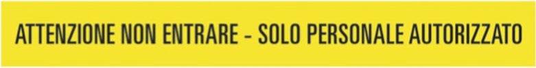 Striscia adesiva da terra - PVC - 120x15 cm - ''Attenzione non entrare...'' - Cartelli Segnalatori Fai da te/Sicurezza e protezione/Attrezzature per sicurezza sul lavoro/Segnaletica antinfortunistica Eurocartuccia - Pavullo, Commerciovirtuoso.it