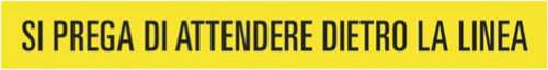 Striscia adesiva da terra - PVC - 120x15 cm - ''Si prega di attendere dietro la linea'' - Cartelli Segnalatori Fai da te/Sicurezza e protezione/Attrezzature per sicurezza sul lavoro/Segnaletica antinfortunistica Eurocartuccia - Pavullo, Commerciovirtuoso.it