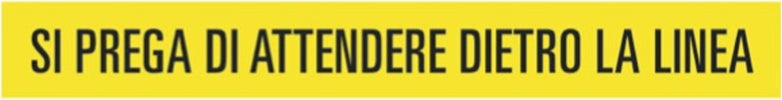 Striscia adesiva da terra - PVC - 120x15 cm - ''Si prega di attendere dietro la linea'' - Cartelli Segnalatori Fai da te/Sicurezza e protezione/Attrezzature per sicurezza sul lavoro/Segnaletica antinfortunistica Eurocartuccia - Pavullo, Commerciovirtuoso.it