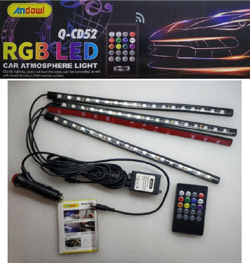 Striscia Interni Auto 12led Rgb Luci Vano Piedi Atmosfera Telecomando 12v Q-cd52 Illuminazione/Strisce LED Trade Shop italia - Napoli, Commerciovirtuoso.it