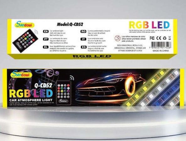 Striscia Interni Auto 12led Rgb Luci Vano Piedi Atmosfera Telecomando 12v Q-cd52 Illuminazione/Strisce LED Trade Shop italia - Napoli, Commerciovirtuoso.it