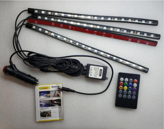 Striscia Interni Auto 12led Rgb Luci Vano Piedi Atmosfera Telecomando 12v Q-cd52 Illuminazione/Strisce LED Trade Shop italia - Napoli, Commerciovirtuoso.it