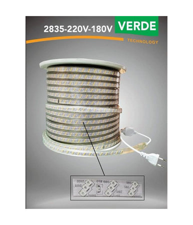 Striscia Led 220v 2835 180 Led Bobina 100 Metri Ip65 Luce Verde 2835-220v-180v