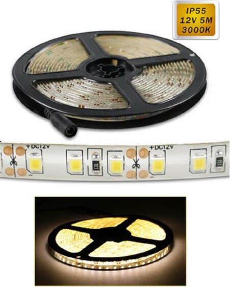 Striscia-Led-2835-5mt-Bobina-Luce-4000k-3000k-6500k-Waterprof-Ip55-2835-12v