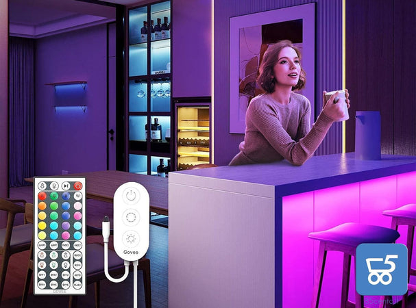 Striscia Led 2x5 Metri Con Telecomando RGB Resistente all'Acqua 20 Colori 9 Modalità