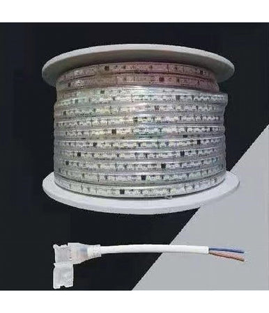 Striscia Led 3535 220v 12w/mt 120led/mt 100 Metri 8 Mm Luce Celeste 3535-120d-ce