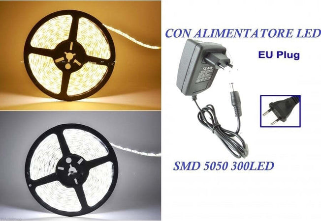 STRISCIA LED 5050 FLESSIBILE 4,5M CON + ALIMENTATORE LUCE BIANCO FREDDO CALDO Illuminazione/Strisce LED Trade Shop italia - Napoli, Commerciovirtuoso.it