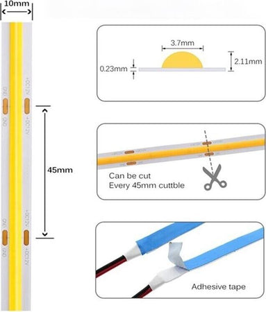 Striscia-Led-Cob-Luce-Bianca-Bobina-50-Metri-24-V-Strip-Smd-600-Watt-6500k-Universo