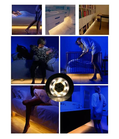 Striscia Led Con Sensore Di Movimento Luce Bianca 6000k Armadi Bordo Letto 12v 0,5a