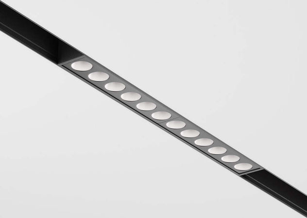 Striscia-Led-Per-Binario-Moderno-Points-Alluminio-Nero-12-Luci-12W-Dimmerabile