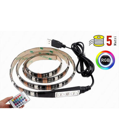 Striscia Led Retroilluminazione Tv Monitor Rgb Smd 5050 5 Mt Usb Dc5v 5050rgb-5v