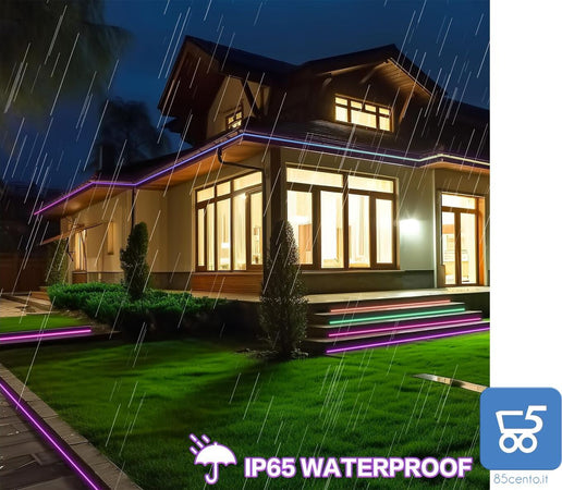Striscia LED RGB 2 Metri Multicolore Controllo via Controllo APP e Bluetooth Resistente all'Acqua IP65 per INTERNI e ESTERNI